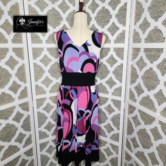 Rabbit Rabbit Rabbit Designs Women's Geometric V Neck Sleeveless Dress Size 8 - Picture 6 of 10